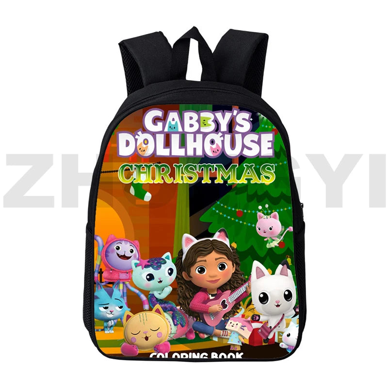 Anime Gabby's Dollhouse 3D Backpacks 12/16 Inch School Back Pack for Boys Girls