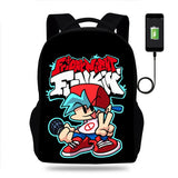 Anime Game FNF Backpack Boys Girls School Bag USB Travel Knapsack