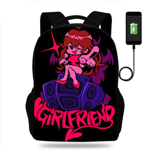 Anime Game FNF Backpack Boys Girls School Bag USB Travel Knapsack