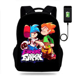 Anime Game FNF Backpack Boys Girls School Bag USB Travel Knapsack
