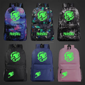 Anime Green Light Luminous Cartoon Fairy Tail Boy Girl School Bag