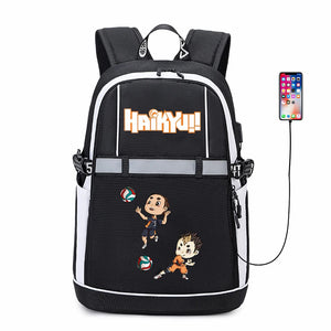Haikyuu!! Anime USB Backpack Reflective Stripe Teenger Bookbag