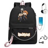 Haikyuu Anime Unisex Backpack with USB Charging Port and Headphone Jack