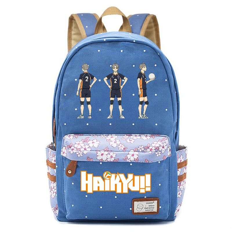 Haikyuu!! Zip Print Backpack Schoolbag Student Canvas Packsack