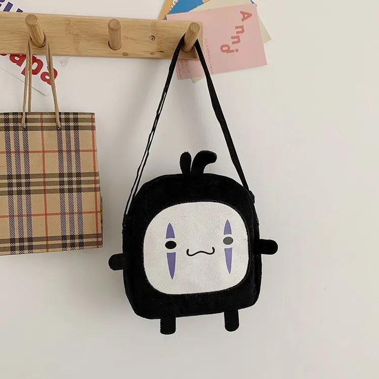 Spirited Away No Face Man Messenger Bag Plush Shoulder Bag for Kids