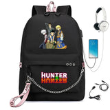 Anime Hunter Nylon Backpack Schoolbag Casual USB Charge Cartoon Teenger T