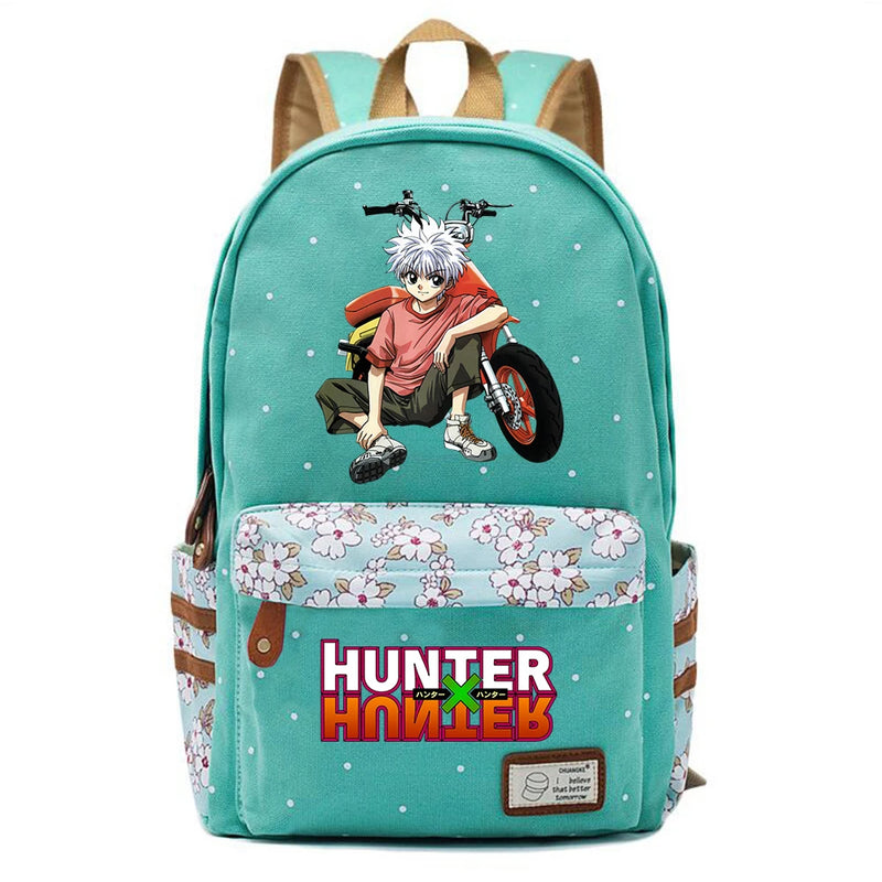 Anime Hunter Hunter Zipper Backpack Student Green Schoolbag