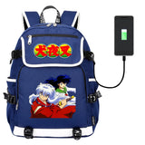 Anime Inuyasha Print Backpack USB Charging Knapsack Unisex Packsack
