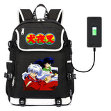 Anime Inuyasha Print Backpack USB Charging Knapsack Unisex Packsack
