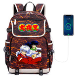 Anime Inuyasha Print Backpack USB Charging Knapsack Unisex Packsack