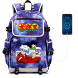 Anime Inuyasha Print Backpack USB Charging Knapsack Unisex Packsack