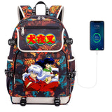 Anime Inuyasha Print Backpack USB Charging Knapsack Unisex Packsack