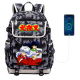 Anime Inuyasha Print Backpack USB Charging Knapsack Unisex Packsack