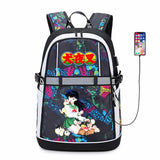 Inuyasha Anime USB Backpack Reflective Stripe Zipper Student Bookbag