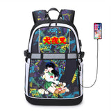 Inuyasha Anime USB Backpack Reflective Stripe Zipper Student Bookbag