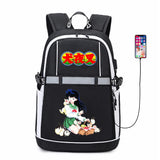 Inuyasha Anime USB Backpack Reflective Stripe Zipper Student Bookbag