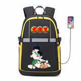 Inuyasha Anime USB Backpack Reflective Stripe Zipper Student Bookbag