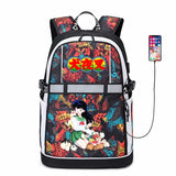 Inuyasha Anime USB Backpack Reflective Stripe Zipper Student Bookbag