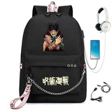 Jujutsu Kaisen Backpack USB Charging Headphone Student Schoolbag