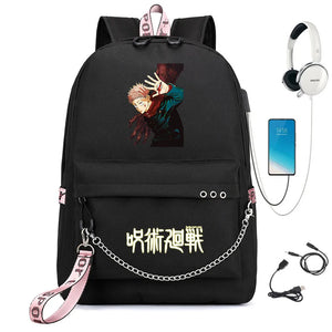 Jujutsu Kaisen Backpack USB Charging Headphone Student Schoolbag