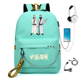 Jujutsu Kaisen Print Knapsack Schoolbag USB Travel Backpack