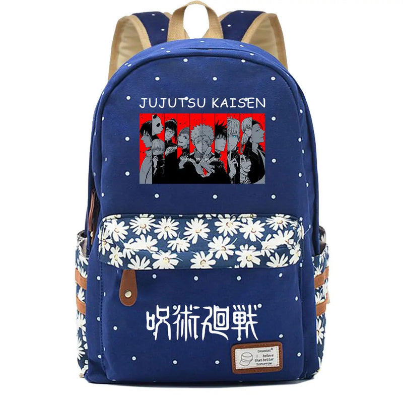 Jujutsu Kaisen Zip Backpack Canvas Schoolbag Travel Laptop Bag