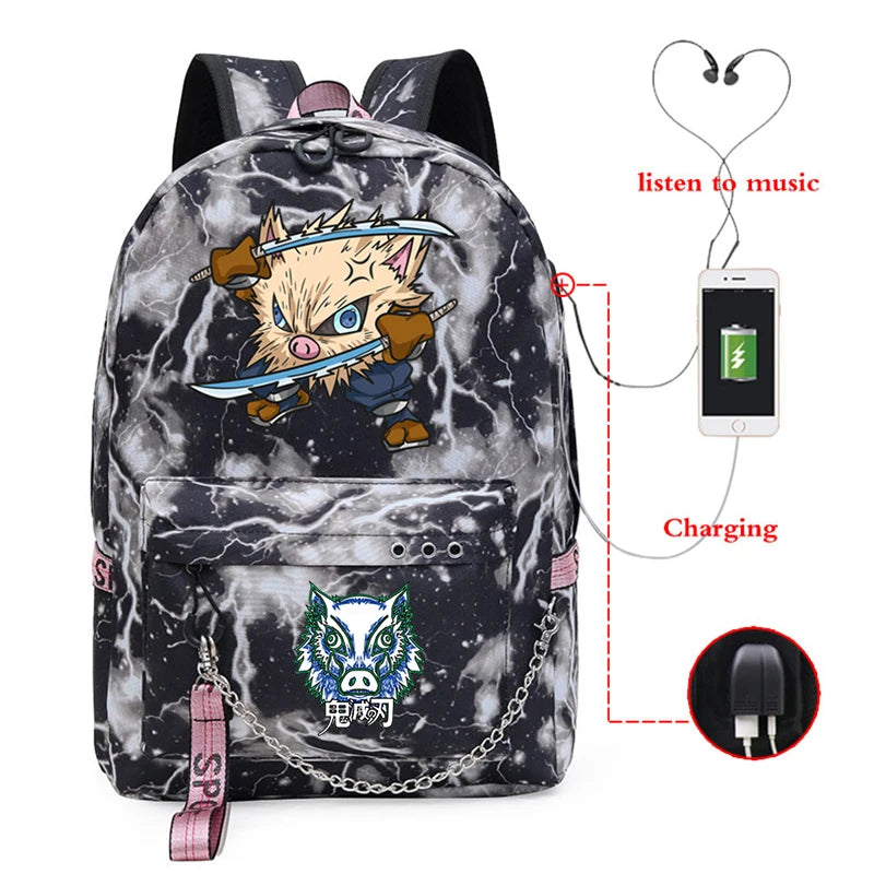 Anime Kimetsu No Yaiba Hashibira Inosuke Shopper Backpacks