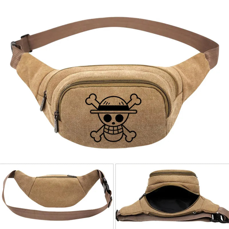 Anime Law Skull Canvas Waist Pack Bag Pouch Belt Travel Hip Casual Fanny Bag