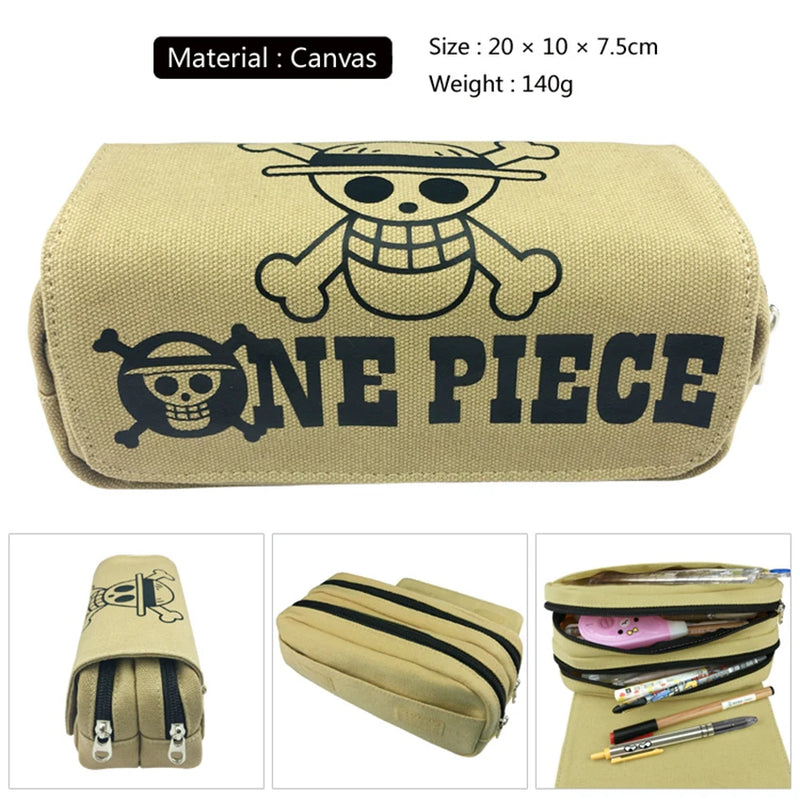 Anime Luffy Law Zip Pencil Case Boys Girls Cosmetic Bag