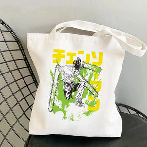 Chainsaw Man Tote Bag Canvas Shoulder Eco Hip Hop Shopping Women
