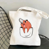 Chainsaw Man Tote Bag Canvas Shoulder Eco Hip Hop Shopping Women
