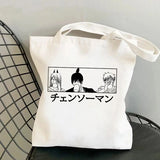 Chainsaw Man Tote Bag Canvas Shoulder Eco Hip Hop Shopping Women