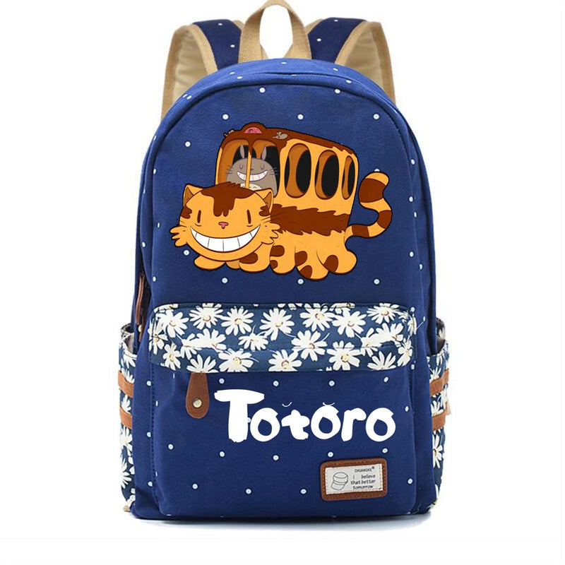 Totoro Canvas Backpack Casual Schoolbag Teenger Packsack Mochila