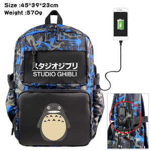 Anime My Neighbor Totoro Backpack Student Schoolbag USB Casual Travel Knapsack