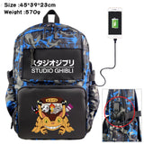 Anime My Neighbor Totoro Backpack Student Schoolbag USB Casual Travel Knapsack