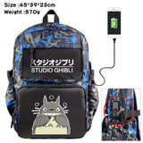 Anime My Neighbor Totoro Backpack Student Schoolbag USB Casual Travel Knapsack