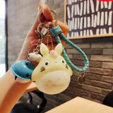 Totoro Cartoon Keychain Lanyard Cat Totoro Ball Pendant Key Rings