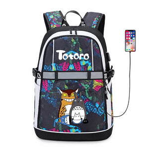Anime My Neighbor Totoro Reflective Stripe USB Backpack