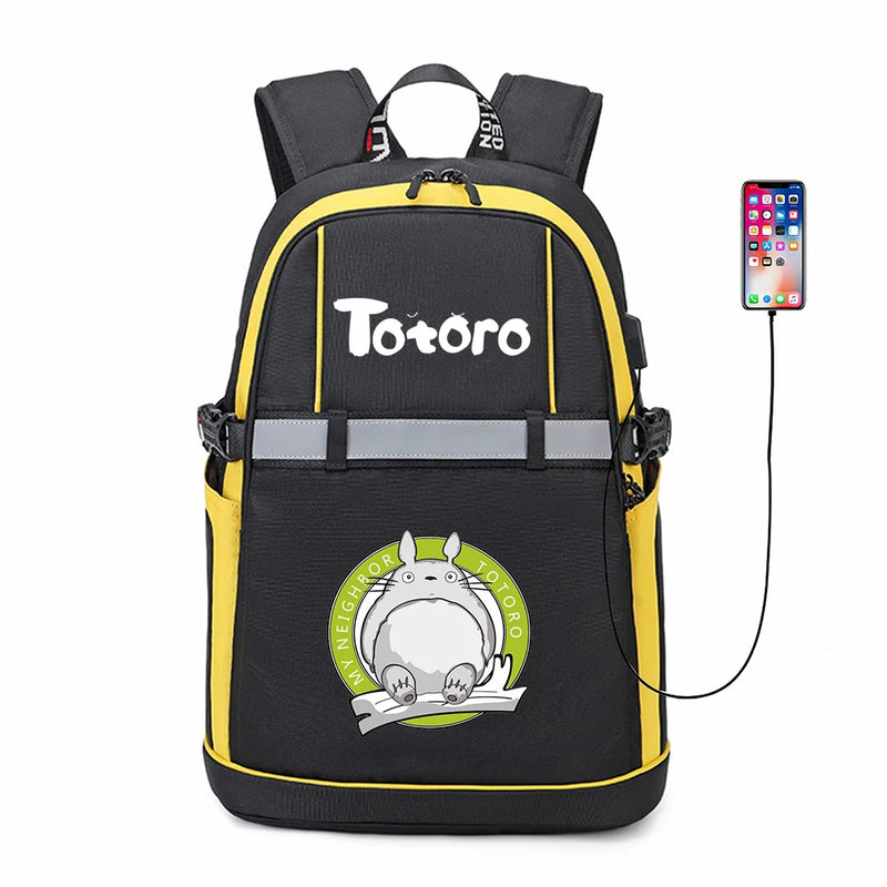 Anime My Neighbor Totoro Reflective Stripe USB Backpack