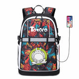 Anime My Neighbor Totoro Oxford USB Backpack Reflective Stripe Casual Bookbag