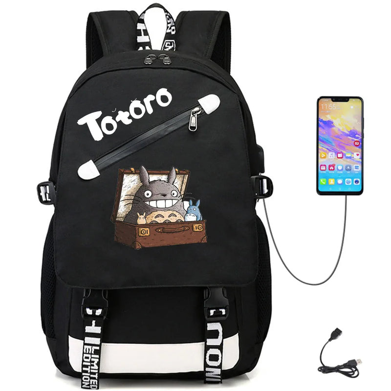 Anime My Neighbor Totoro USB Oxford Schoolbag Teenger Fabric Casual Packsack