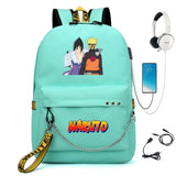 Anime Nylon Backpack USB Charge Schoolbag Teenager Travel Laptop Bag