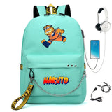 Anime Nylon Backpack USB Charge Schoolbag Teenager Travel Laptop Bag