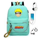 Anime Nylon Backpack USB Charge Schoolbag Teenager Travel Laptop Bag