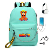 Anime Nylon Backpack USB Charge Schoolbag Teenager Travel Laptop Bag