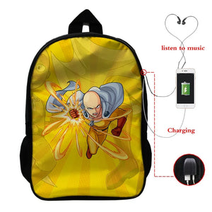 ONE PUNCH-MAN 3D Print USB Backpack Student School Bags Bookbag