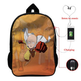 ONE PUNCH-MAN 3D Print USB Backpack Student School Bags Bookbag