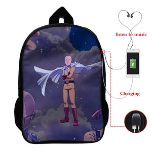 ONE PUNCH-MAN 3D Print USB Backpack Student School Bags Bookbag