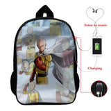 ONE PUNCH-MAN 3D Print USB Backpack Student School Bags Bookbag