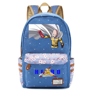 One Punch-Man Canvas Casual Backpack Student Zip Schoolbag Packsack